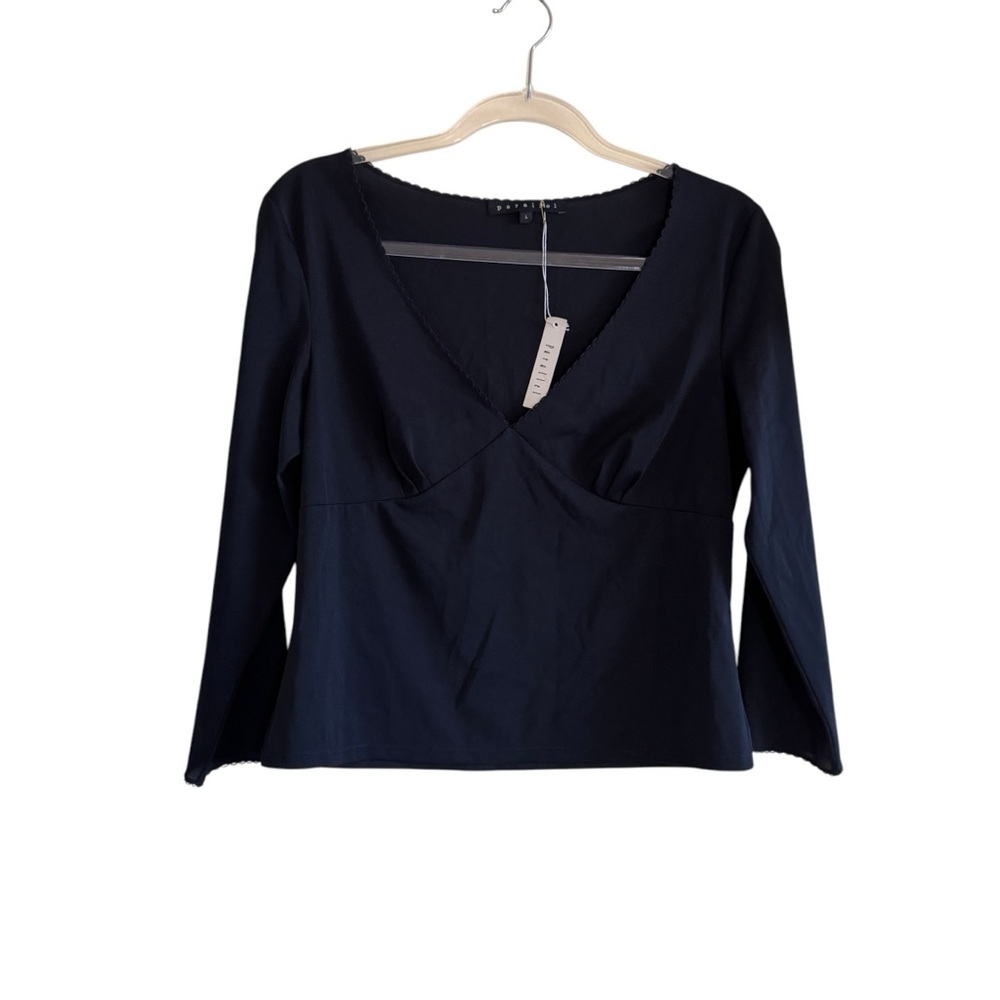 New Parallel Top Black Long Sheer Top Sz L